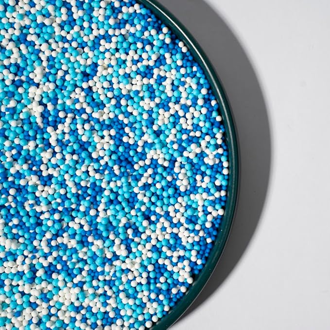 Sprinkles,Blue Edible Pearl Sprinkles for Cake Decorations, Baking, Ice Cream, Cookies, Cupcake Topper Edible Pearls Sprinkles - 2mm Matte White Sugar Pearls for Cake Decorating 130g/4.6oz 1 Bottle (2mm blue light blue)