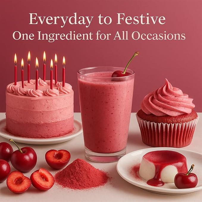 Confect Cherry Powder | Pure & Natural Fruit Powder for Smoothies, Baking, Beverages, Juices, Tea & DIY Recipes | Vegan, Gluten-Free, No Added Sugar – 4 OZ