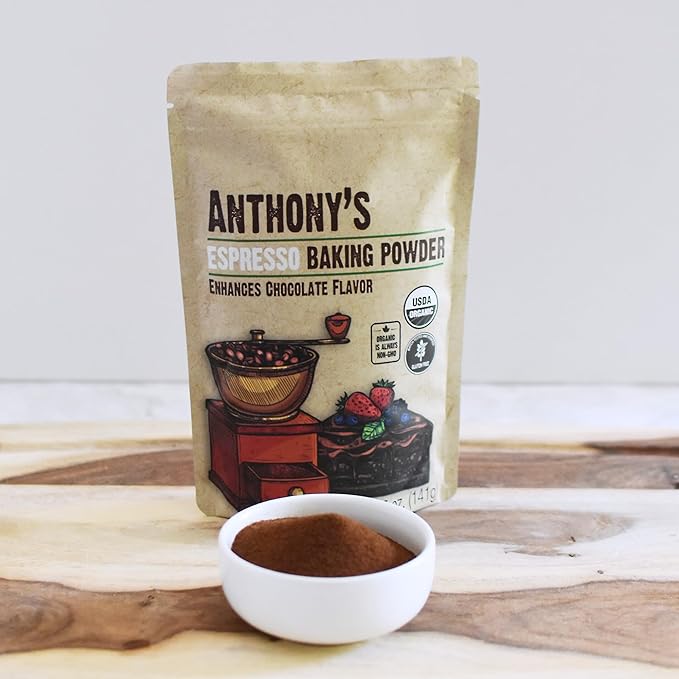 Anthony's Organic Espresso Baking Powder, 5 oz, Gluten Free, Non GMO, Enhances Chocolate Flavor (Pack of 2)