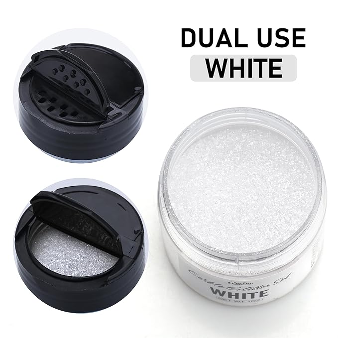 Edible Glitter - 30g Edible Luster Dust Metallic Food Grade Coloring Glitter for Drinks, Baking, Cake Decorating - Edible Dust Powder Shimmer Sprinkle Powder for Icing, Cocktail, Candy (White)