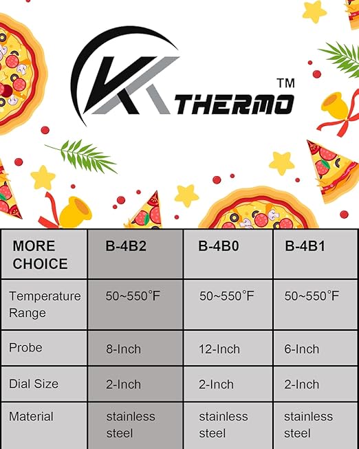 KT THERMO Candy/Deep Fry Thermometer with Instant Read,Oil Thermometer(2-Pack),8" Stainless Steel Stem Meat Cooking Thermometer,Best for Turkey,BBQ,Grill