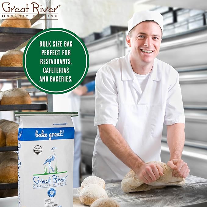 Great River Milling Organic Gluten Free Buckwheat Flour | Gluten-Free Flour Alternative | Non-GMO, Kosher, USDA Organic | Ideal for Crepes, Pancakes, Waffles, Baking & More | 25 Lb