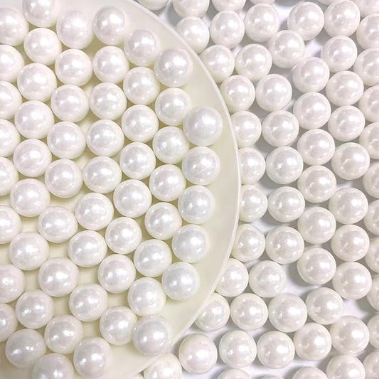 PhilaeEC White Peals 10mm Size Sprinkles for Cake Decoration Edible Candy Baking Cookie Cupcake Toppers Wedding Party Valentines Halloween Christmas Supplies 4.23oz