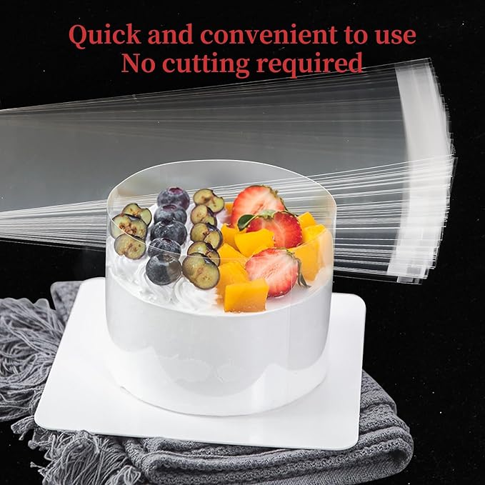 Cake Collar, Transparent Cake Rolls, Clear Cake Strips, DIY Acetate Sheet, Surrounding Edge for Baking Decorate, Chocolate Mousse Cake Elegant Cake Wrapping 100pcs 2.6"x 13.4"