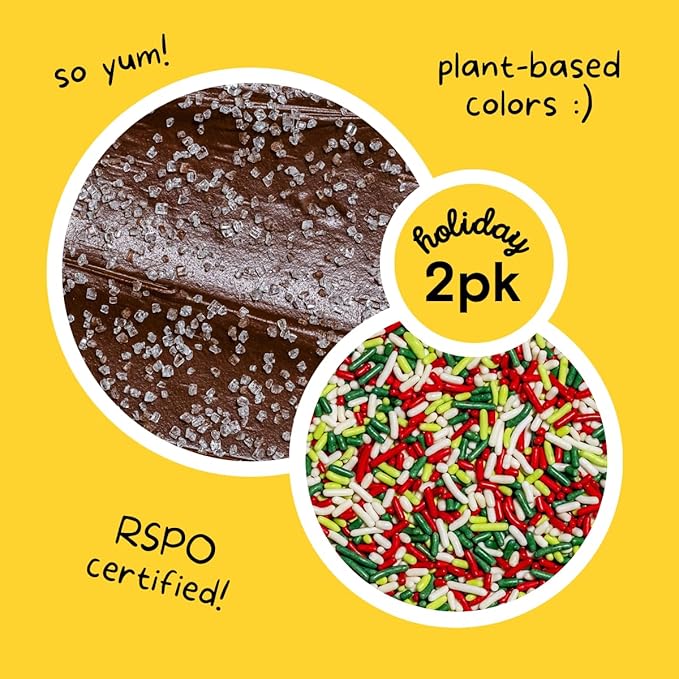 Supernatural All Natural Sprinkles Dye Free Christmas Set, No Artificial Dyes, Soy Free, Gluten Free, Vegan & Dye Free Food Sprinkles, 3oz (Pack of 2)