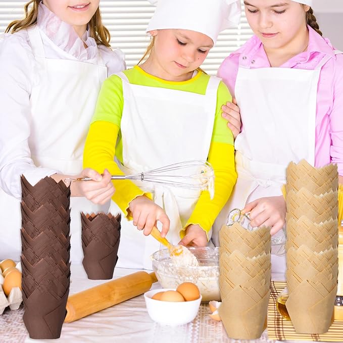 600 Pcs Tulip Cupcake Liners Baking Cups Muffin Baking Cupcake Liners Wrappers Greaseproof Tulip Cups Holders for Party Wedding Birthday Baby Showers (Simple Style)