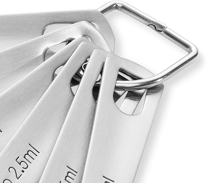 Last Confection Stainless Steel Measuring Spoons, Set of 6 for Dry Spices and Liquid Cooking & Baking Ingredients