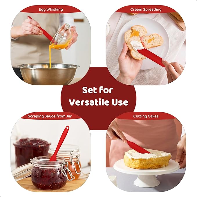 Silicone Jar Scraper with Long Handle, Jam Spreader for Peanut Butter, Kitchen Spatula for Baking and Cake Icing
