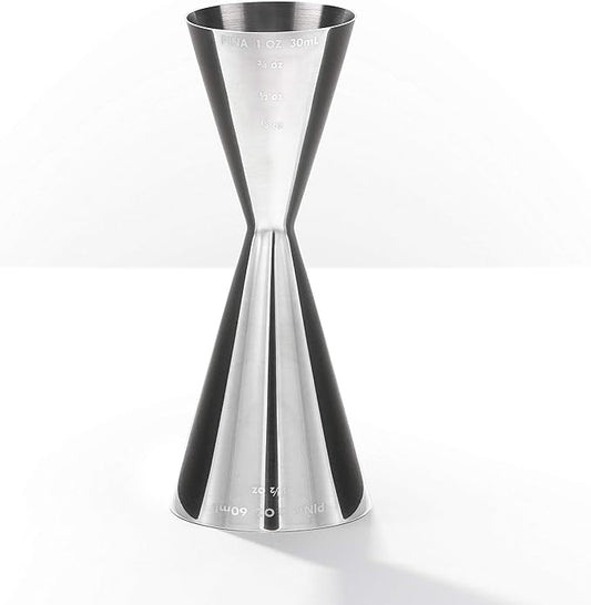 Piña Barware Slim Stainless Steel Commercial 2oz. / 1oz. Slim Style Measuring Jigger Bar Tool (Polished Finish)