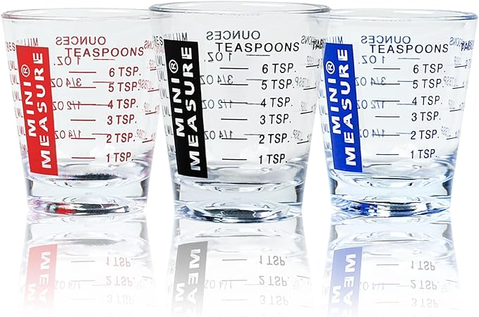 New Talent plastic Measuring cup Shot Glass set of 3pcs, Shot Glasses Measuring cup, 26-Incremental Measurement 1oz, 6 Tsp, 2 Tbs, 30ml