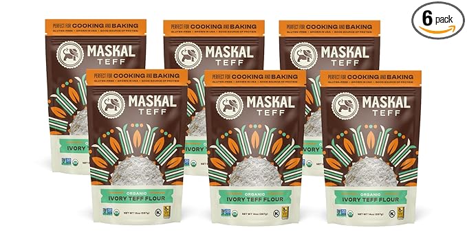 Maskal Teff Organic Ivory Teff Flour, 14 Ounce (6 pack)