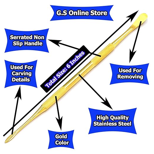 Stainless Steel Double-Sided Spear Point & Smoother Scoop Wax & Clay Sculpting Tool (3 Mix Colors)