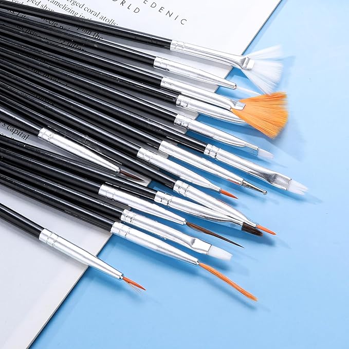 Aster 15Pcs Cake Decorating Brushes, Cake Painting Brushes Kit Food Paint Brushes Cookie Decorating Supplies Candy Icing Pastry Brush DIY Brush Set for Baking(Black)