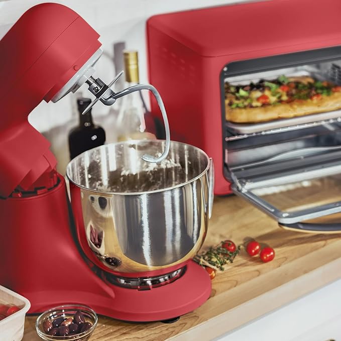 Beautiful 5.3 QT Stand Mixer w/Tilt-Head Design, Stainless Bowl, 300-Watt Power, 12-Speed Control, Includes Beater, Dough Hook, Whisk, Splash Shield (Tomato Red)
