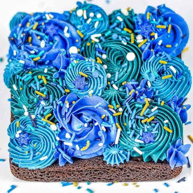 Hanukkah Sprinkles for Cake Decorating - Hannukah Sprinkles for Cupcake Decorating and Baking in Blue and Gold Jimmies, Confetti Quin, Sugar Pearl with Stars of David Sprinkles for Ice Cream, Donuts