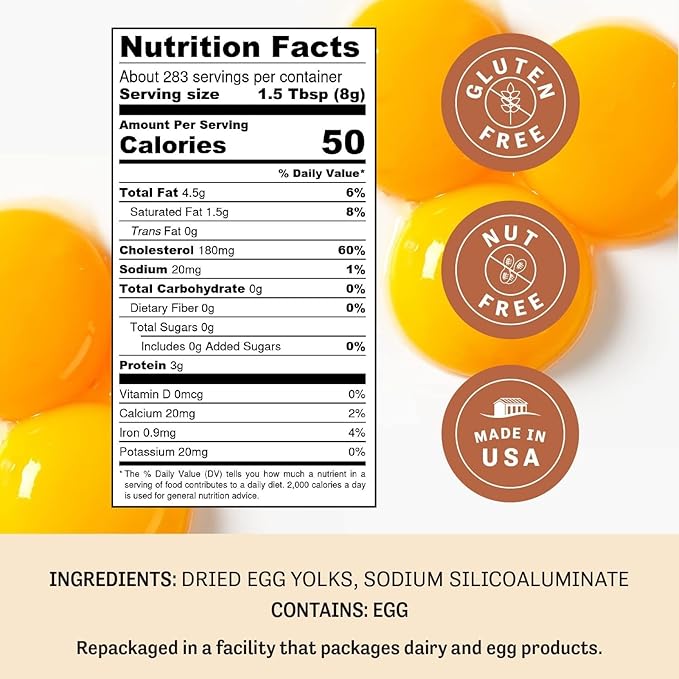 Judee's Gluten Free Dried Egg Yolk Powder - 5 lb XL Pouch - Gluten-Free Powdered Eggs for Baked Goods, Sauces, Ice Cream & More