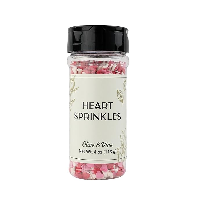 Olive & Vine Heart Sprinkles, Sweet Flavor, For Baking & Desserts, Rich Tradition, Authentic Taste, For Global Recipes (4 Ounce)