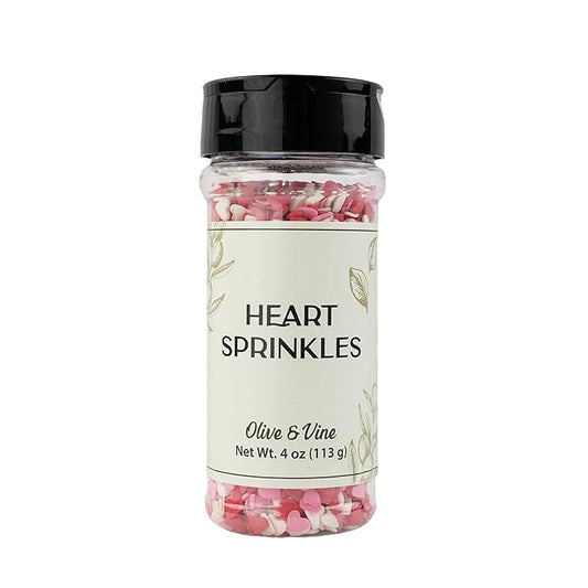 Olive & Vine Heart Sprinkles, Sweet Flavor, For Baking & Desserts, Rich Tradition, Authentic Taste, For Global Recipes (4 Ounce)