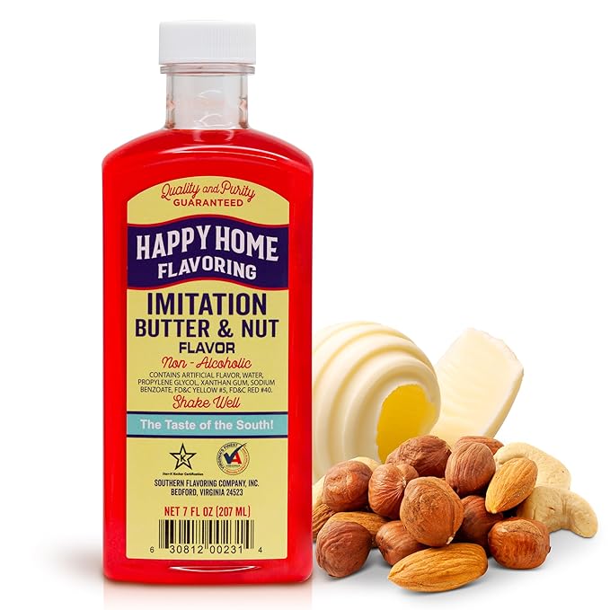 Happy Home Imitation Butter & Nut Flavoring, Non-Alcoholic, Certified Kosher, 7 oz.