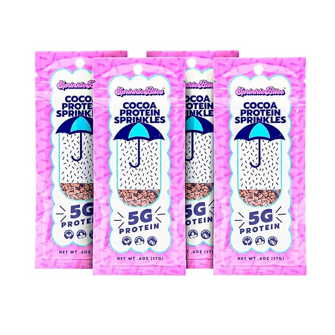 Sprinkle Bites - Cacao Sprinkles - 5 Pack - Brown - Veggie Protein - Natural Cookie Decorating - Plant Protein Snacks - Cookie Decorating Supplies Sprinkles