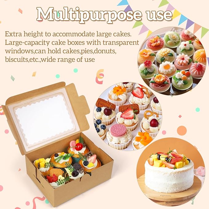 Cupcake Boxes,Cookie Boxes with Window,Bakery Box,Kraft Paper Brown Gift Box for Pastries,Cookies,Cake,Donuts,Macaroon Gift Box,candy special food box,boxes for baked goods
