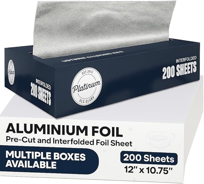 Pre-Cut Aluminum Foil Sheets 12" x 10.7" – Heavy-Duty, Non-Stick, Pop-Up Disposable Sheets for Grilling, Baking, BBQ, Food Storage, and Catering (12X10.7", 400.0, sheet)