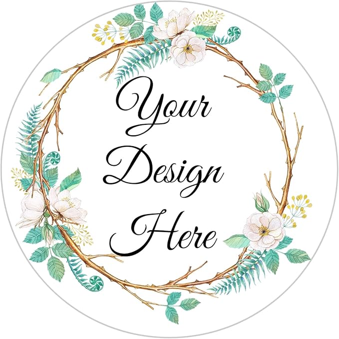 100-500 Pack Personalized Stickers Labels Floral Round Custom Labels with Your own Business Logo for Favors Wedding Birthday Party Baby Shower(Design 1)