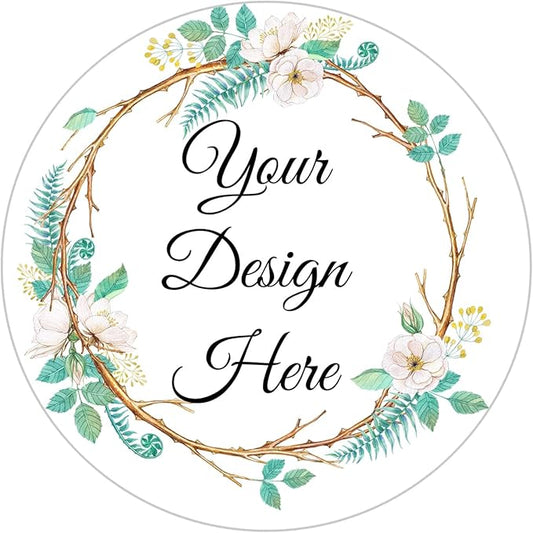 100-500 Pack Personalized Stickers Labels Floral Round Custom Labels with Your own Business Logo for Favors Wedding Birthday Party Baby Shower(Design 1)