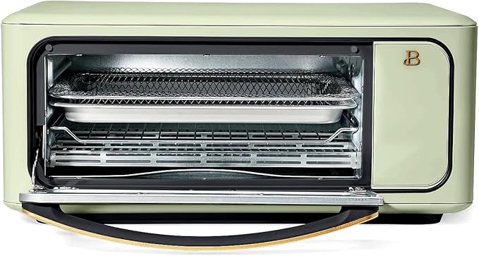 Beautiful Infrared Air Fryer Toaster Oven Combo - 10-in-1 Countertop Convection Oven with Air Fry, Bake, Pizza, Toast & Dehydrate Functions - 1800W Stainless Steel Kitchen Appliance (Sage Green)