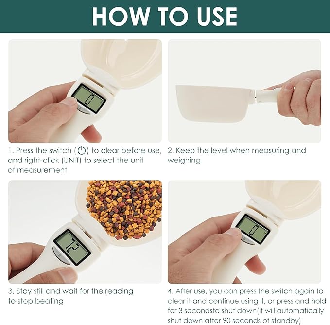 Digital Measuring Spoon, Weighing Food Measuring Scoop Scale, LCD Electronic Food Scale for Kitchen Gadgets, Baking Cooking Coffee, Pet Dog Cat Food, High Precision Grams Measuring Cup Fall Gifts