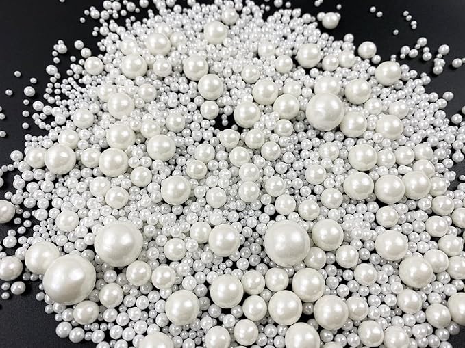 Edible Pearl Sugar Sprinkles White Candy 120g/ 4.2oz Baking Edible Cake Decorations Cupcake Toppers Cookie Decorating Ice Cream Toppings Celebrations Shaker Jar Wedding Shower Party Christmas Supplies