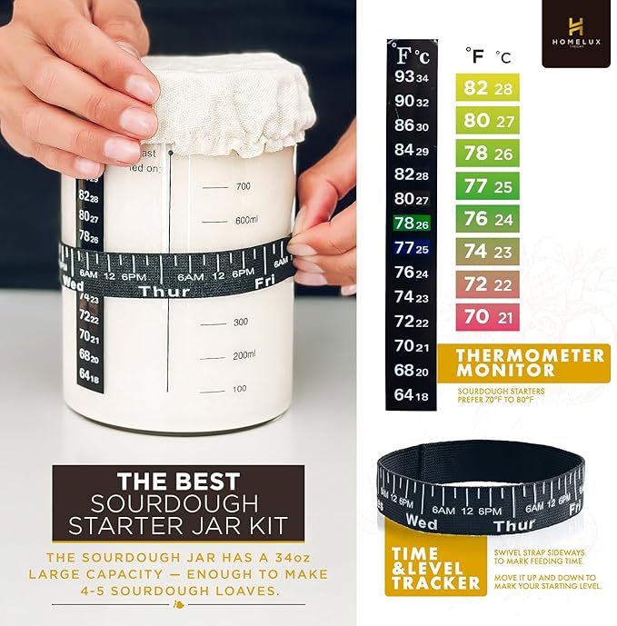 Sourdough Starter Kit, 14pcs Bread Making Kit & Sourdough Bread Baking Supplies Kit, Banneton Basket Kit for Sourdough Proofing with Bread Baking bowl for Artisan Breads (Green) by HOMELUX THEORY