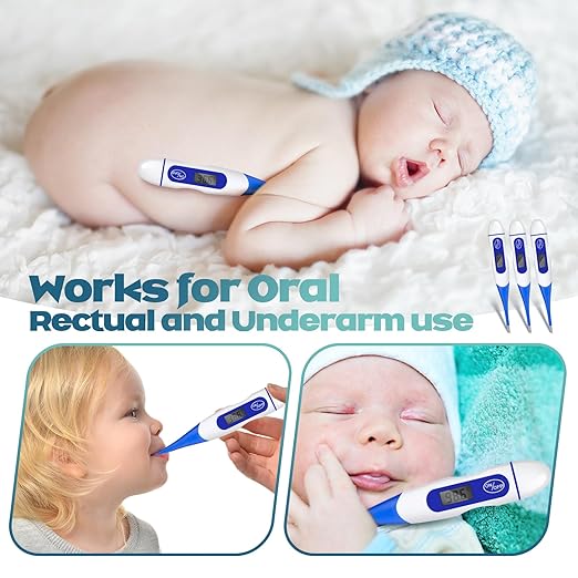 TrelaCo 20 Pcs Thermometer for Adults Digital Oral Thermometer for Fever Basal Body Fast Reading Flexible Tip for Underarm Rectal Mouth Temperature Measurement