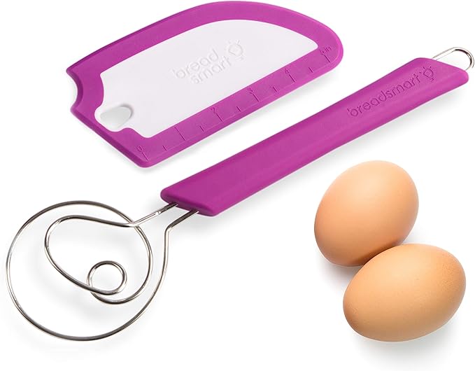 Breadsmart Artisan Bread Whisk and Bench Scraper Duo - Essential Dough Mixer Tools - Sourdough Bread Baking Supplies