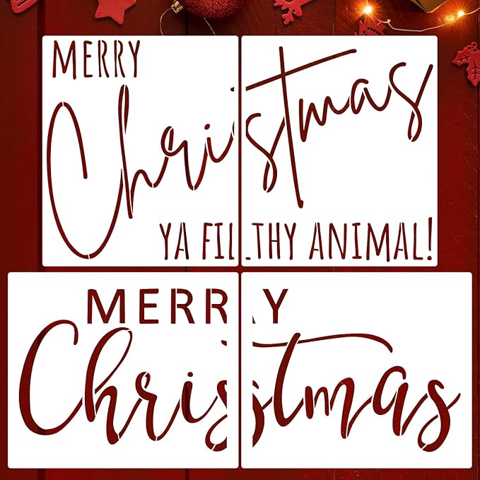 Christmas Stencils for Door Mats 27"x16" Christmas Doormat Stencils for Crafts Reusable Holiday Stencil for Painting on Wood Fabrics Door Mat Window Glass Decor