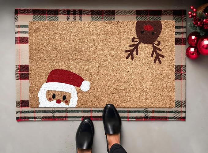 Christmas Stencils for Door Mats 23.6" Large Christmas Doormat Stencils for Crafts Reusable Holiday Stencil for Wood Fabrics Door Mat Window Glass Decor