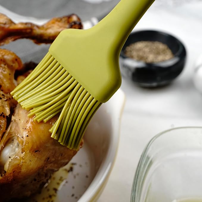 RSVP International Silicone Basting Brush, Green, 8.75" | Gently Spreads Butter, Sauces, Marinades, & More | Dishwasher Safe & Heat Resistant | BBQ Grill, Baking, Preparing Meats