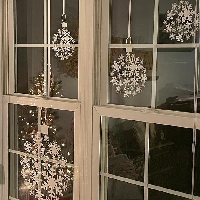 Christmas Stencils for Window Glass Large Christmas Stencils for Crafts Reusable Xmas Snowflake Bauble Holiday Stencil for Painting on Wood Wall Fabrics Decor