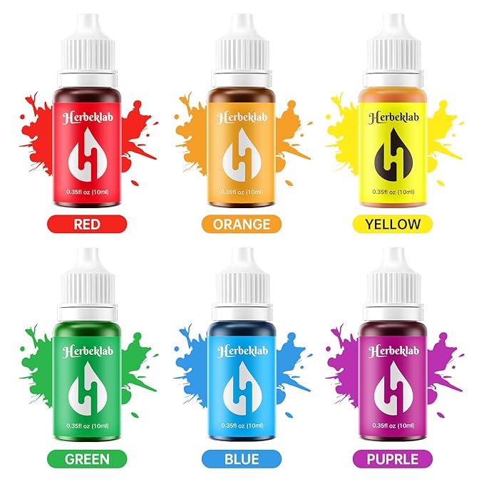 Food Coloring Liquid - 6 Colors x 10 ml Water-Based Concentrated Food Dye for Slime, Baking, Icing, Cake Decorating & Easter Eggs
