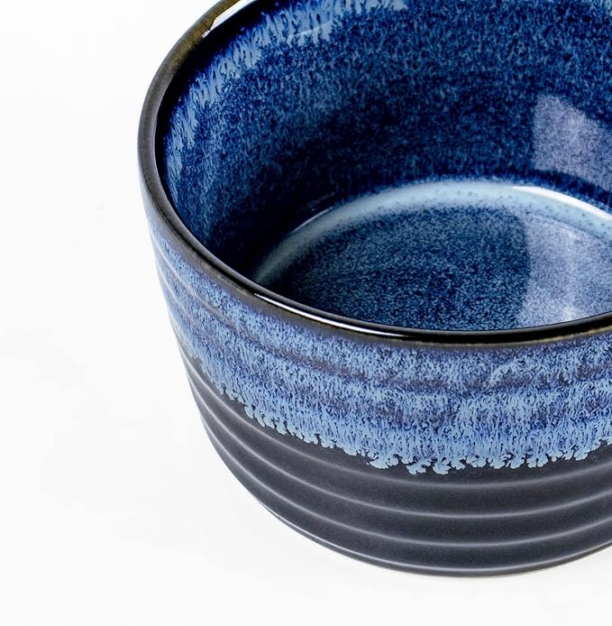 UNICASA Ramekin Set of 2, UNICASA 8 oz Creme Brulee Ramekins, Oven Safe Baking Set for Custard, Pudding, Souffle Cups, Reactive Blue