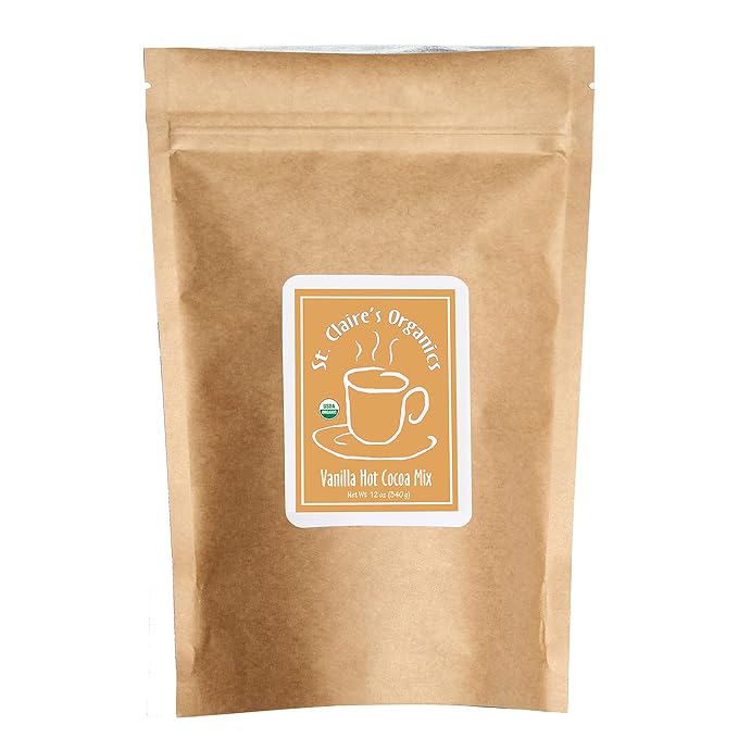 St. Claire's Organic Gourmet Hot Cocoa, (Vanilla, 12 Ounce Bag, 20 servings) | Allergen-Free, Vegan, GMO-Free, Gluten-Free | Made in our Allergen-Free facility