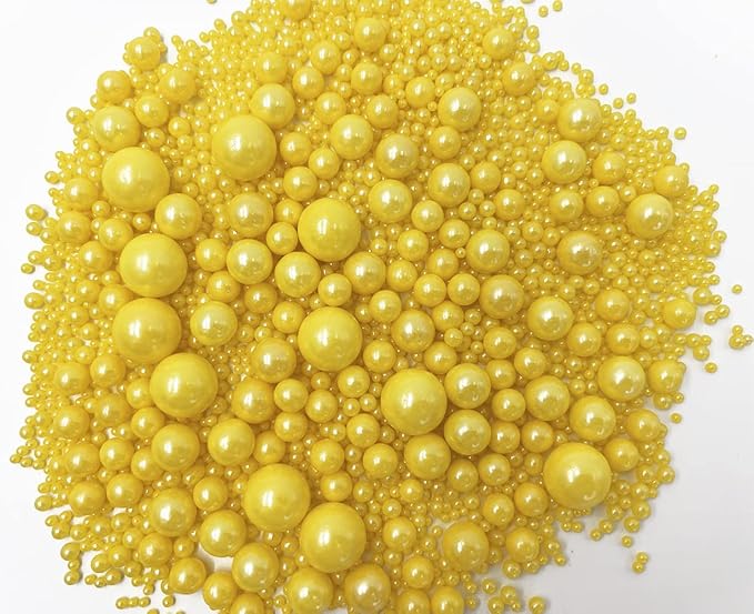 Sprinkles Edible Pearl Sugar Candy Cupcake Cake Topper 120g/ 4.2oz, Decorative Glitter Sprinkle Mix for Baking, Cake and Cookie Decorating (Yellow)
