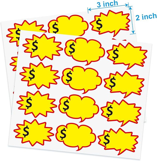 300pcs(3x2inch) Removable Adhesive Yard Sale Price tag Stickers with Space to Write Pricing, Garage Sale Stickers, Sale Price Labels for Retail, Flea Market, Annual Community Sales