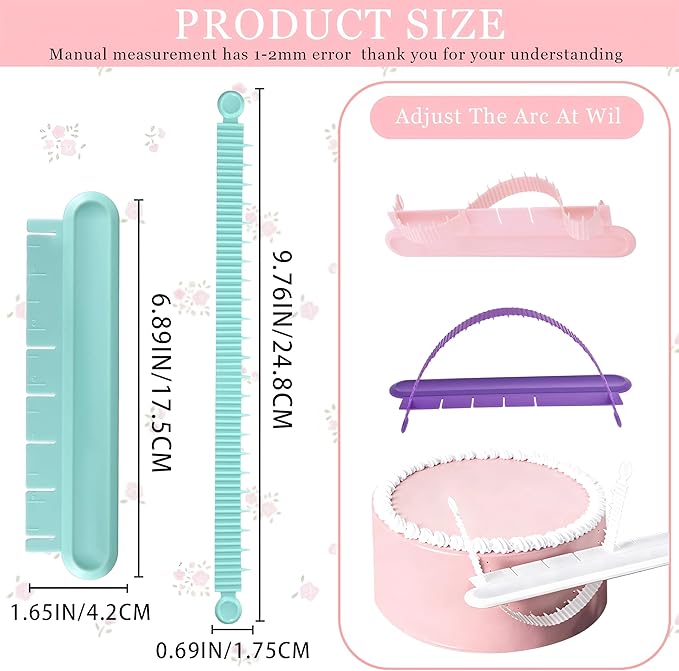 4PCS Cake Arch Guide Tool,Adjustable Fondant Cake Arc Ruler,Practical Baking Writing Swag Guide Gadgets Accessories,Decorative Marking Divider Aid,Pastry Decorating Supplies for Home Kitchen Bakeries