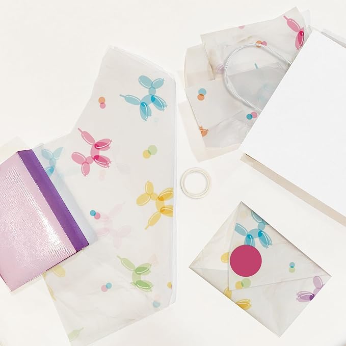Pro Supply Global Balloon Dogs Printed Tissue Paper for Gift Bags or Boxes and Wrapping - Birthday Bulk Decorative Art Tissue Paper for Packaging and Gifting | 24 Sheets 20" x 30"