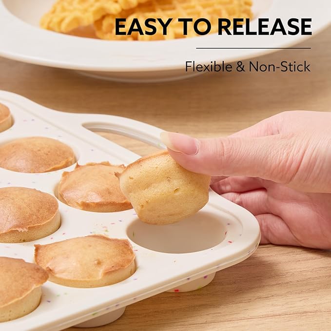 2 Pack Silicone Muffin Pan, 24-Cup Silicone Cupcake Pan With Reinforced Stainless Steel Frame Inside, Nonstick Baking Cupcake Molds for Baking, Confetti