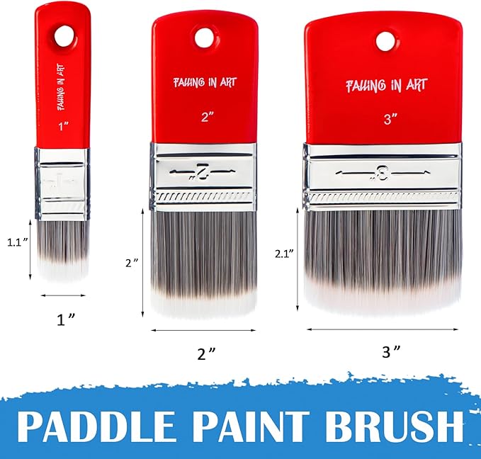 Falling in Art 3PCS Filbert Paddle Paint Brush Set, Scale Brush for Oil and Acrylic Paints(1 Inch,2 Inch,3Inch)