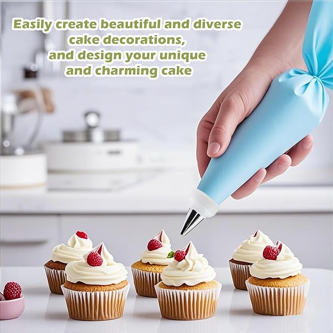 Hendiy Piping Tips, 26 Pieces Frosting Piping Kit Stainless Steel Icing Tips, Pastry Tips for Cake Decorating with Reusable Piping bag and Coupler