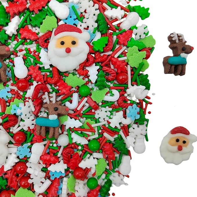 Homankit Christmas Sprinkles for Cake Decorating Edible Reindeer Santa Claus Sprinkle Mix Cake Cupcake Toppers Cookie Dessert Decorations 3.53 Ounces
