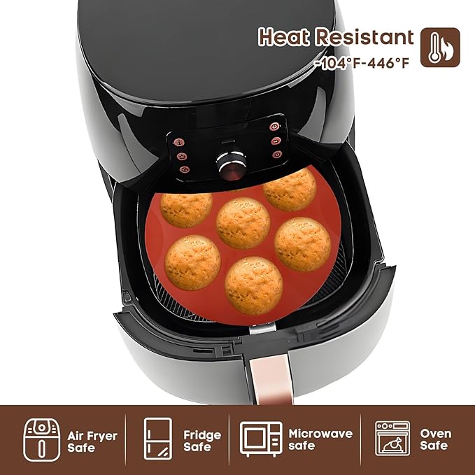 Silicone Air Fryer Muffin Pan for Baking,Non-Stick 7 Cups Muffin Top Pan Cupcake Mold, Baking Pan Egg Bites for air fryer